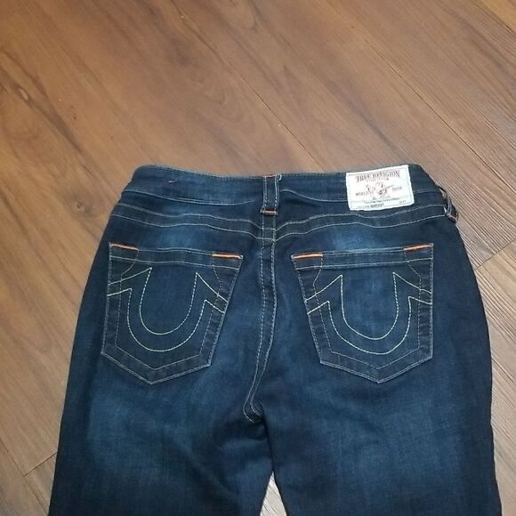 True Religion Bridget 504 Bell Bottom Low Waist Distressed Jeans 27 Waist / 34 L - Picture 5 of 9